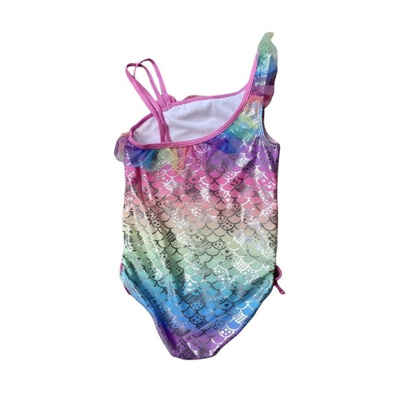 Bmagical Girls Swimsuit One Piece One Side Ruffle Strap Rainbow Mermaid, Size 8 - Picture 5 of 7
